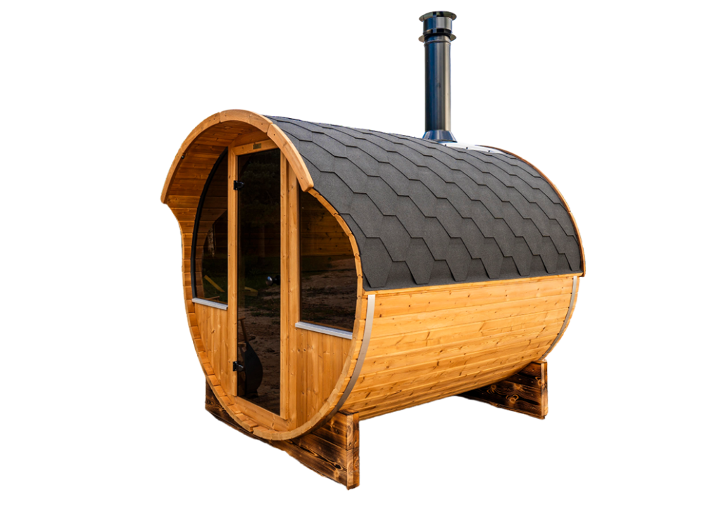 barrel sauna uno with panorama windows